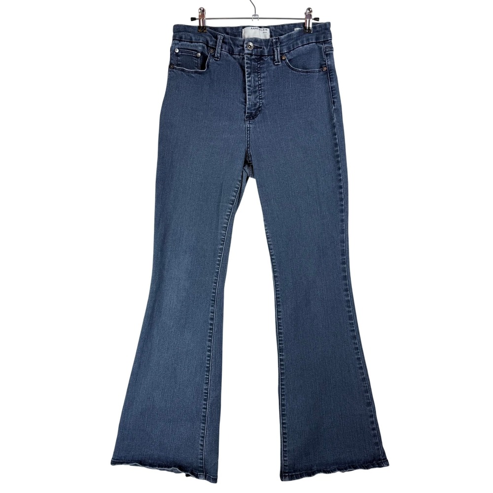 Anne Klein Jeans Womens High Rise Flare Dark Wash Blue Denim DAKB-287 Size 8